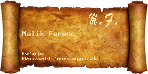 Malik Ferenc névjegykártya